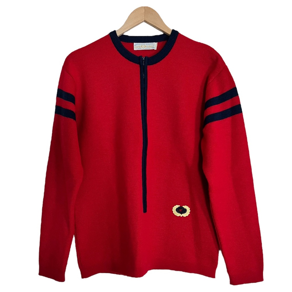 Vintage Carlo Gruber 100% Pure Wool Red Sweater Size Medium Made in Austria